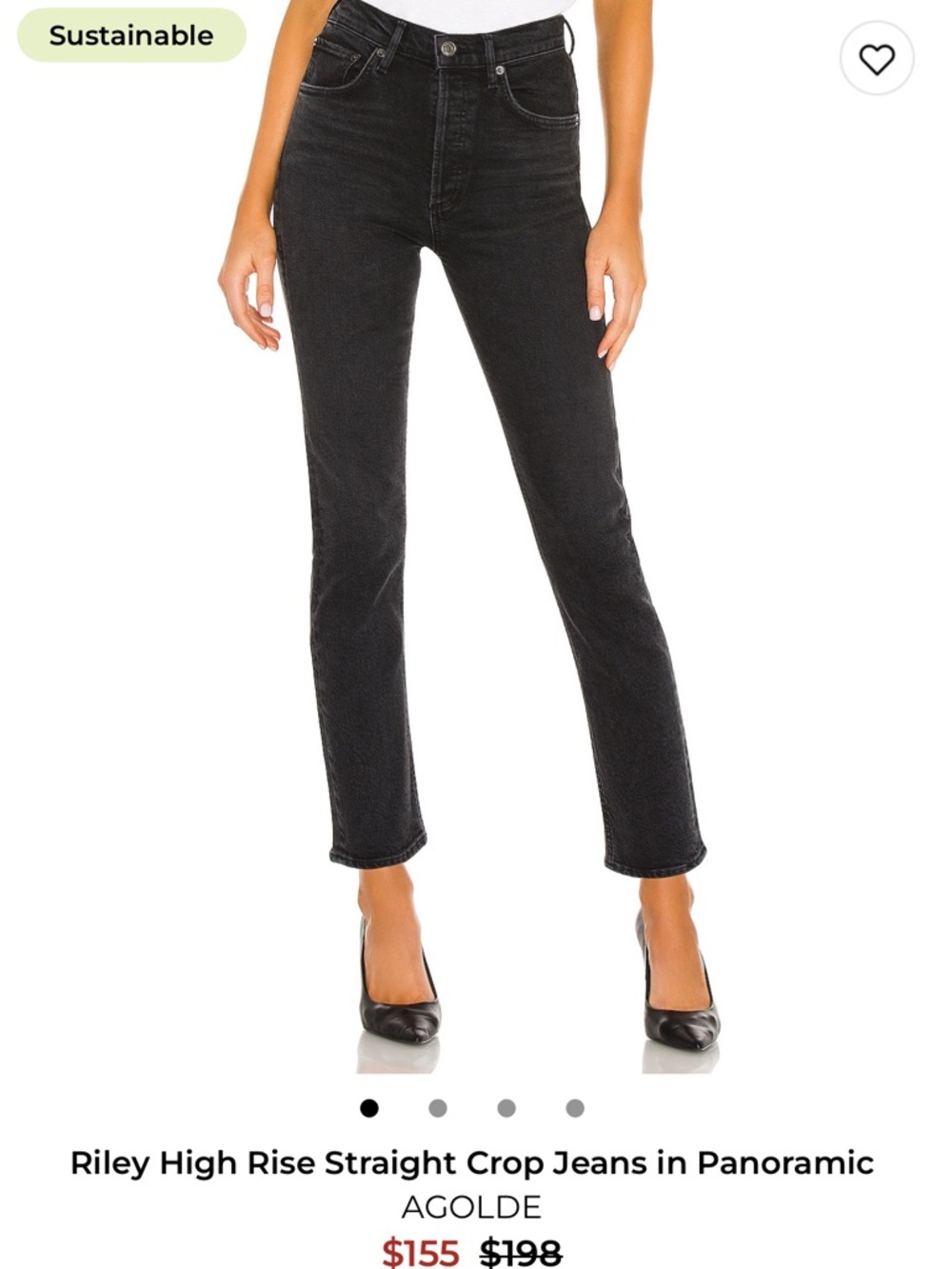 Agolde Riley High-Rise Straight Crop Jeans — Panoramic Black